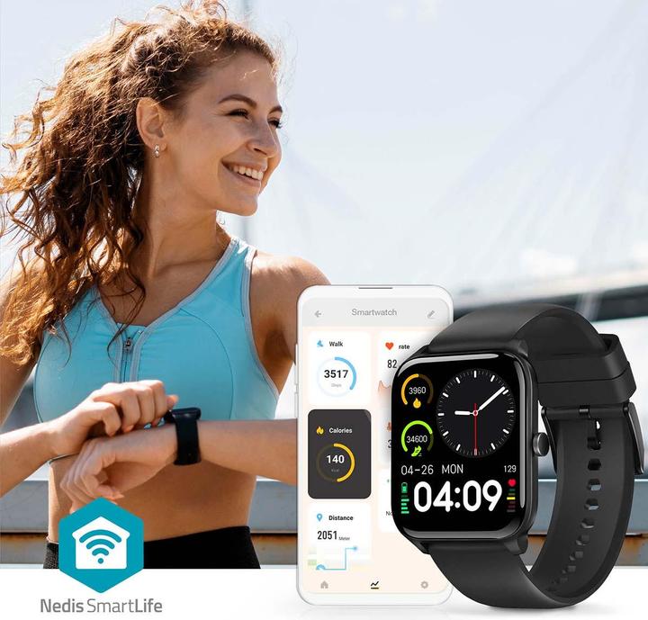 Image du produit Nedis Montre SmartLife | LCD | IP68 | Autonomie maximale : 14400 min | Android™ / IOS | Noir (41 mm)