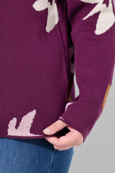 Produktbild Ulla Popken Pullover, Blätter, U-Boot-Ausschnitt, Langarm (42, 44)