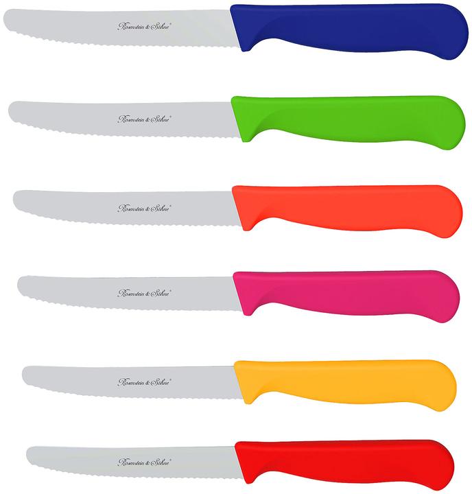 Immagine prodotto Rosenstein & Söhne Set di 6 coltelli da colazione colorati con bordo dentellato (11.40 cm)