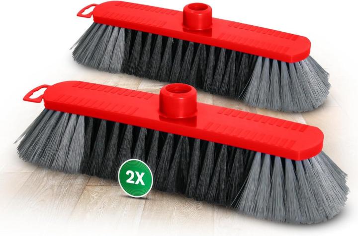 Produktbild Novaliv 2er Set Zimmerbesen 30 cm FEINE KUNSTBORSTEN Kehrbesen Rot Saalbesen - OHNE Stiel NUR Besenk (2 Stk.)