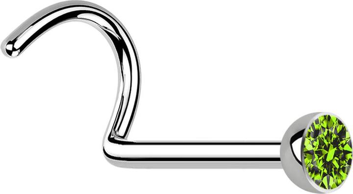 Immagine prodotto Star Piercing Perno nasale curvo in argento con cristallo verde chiaro (senza ottone, Acciaio chirurgico 316L)
