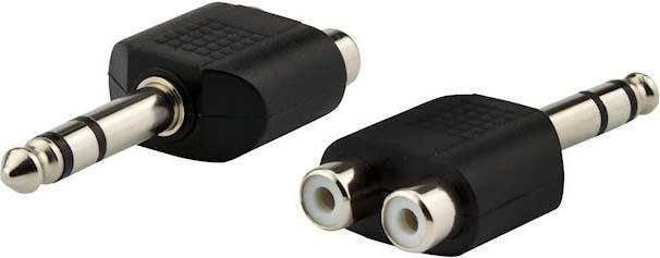 Produktbild E+P GS 38 6.35mm Stereo 2x RCA Schwarz Kabelschnittstellen-/adapter (GS 38) (Winkeladapter)