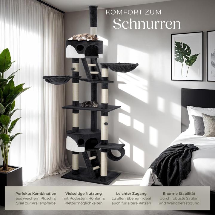 Image du produit tectake Arbre à chat Hansi (260 cm, Noir, Blanc)