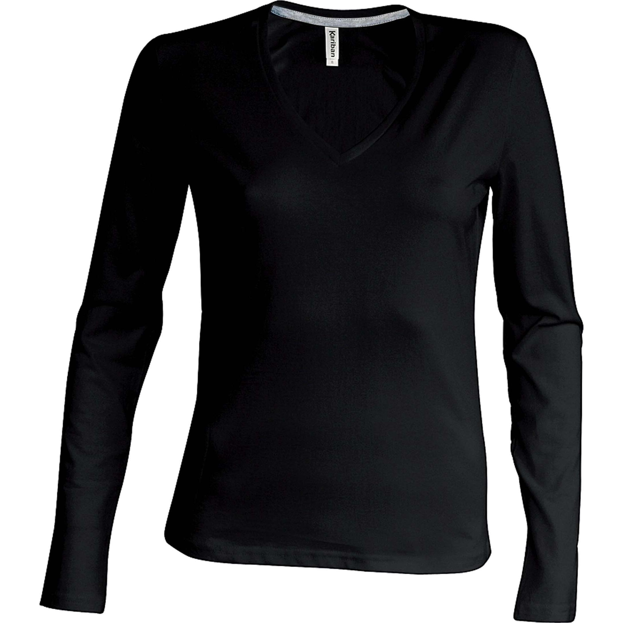Kariban, Damen, Shirt, Col V, Schwarz, (M)