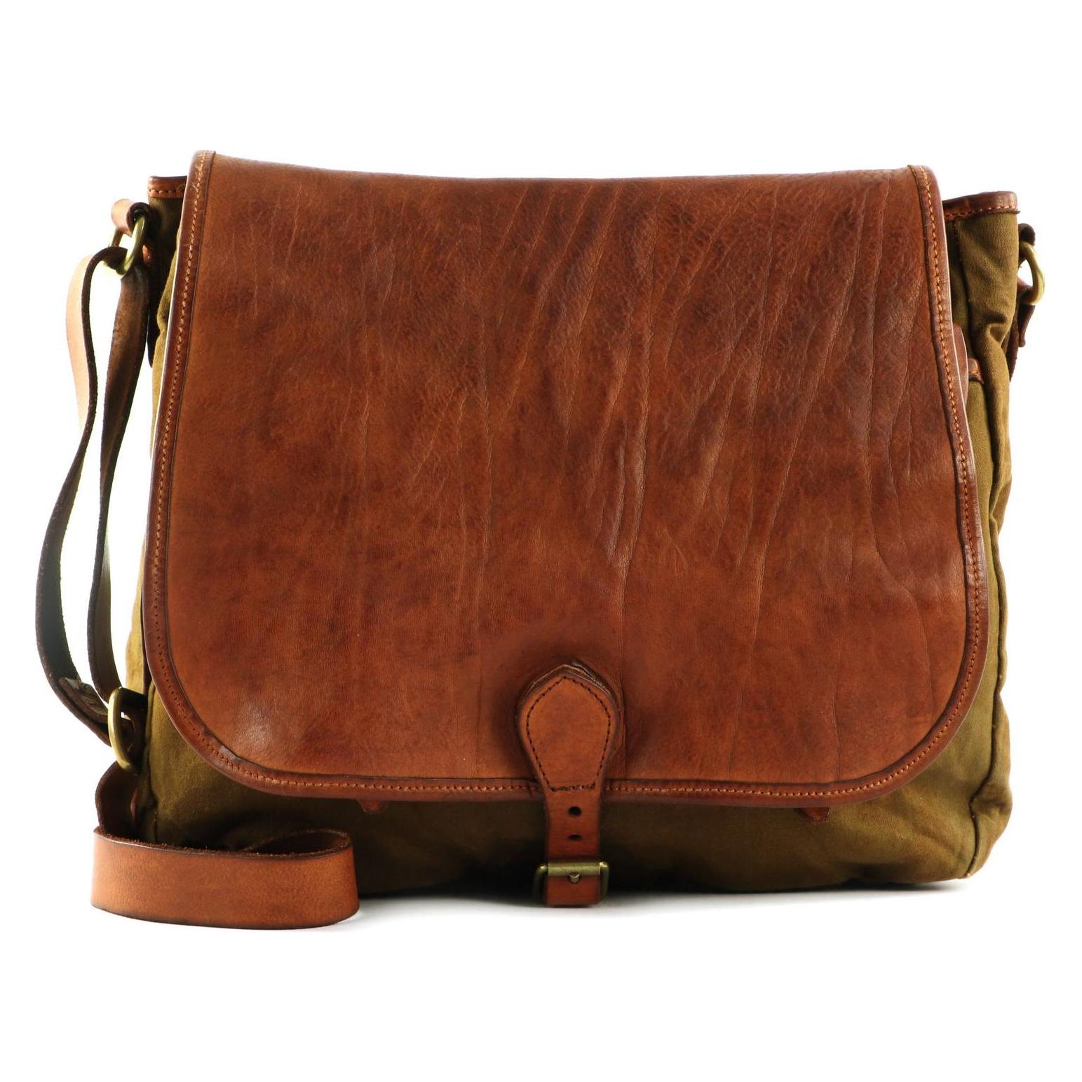 Campomaggi Shoulder Bag, Notebooktasche, Grün, Braun