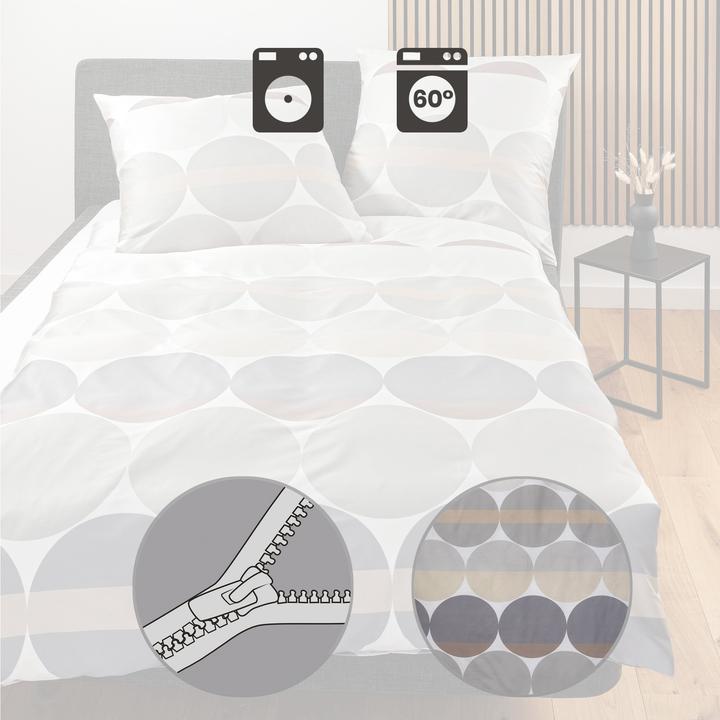Produktbild Janine Mako-Satin Bettwäsche J.D. 87104 grau sand (155 x 220 cm, 80 x 80 cm)