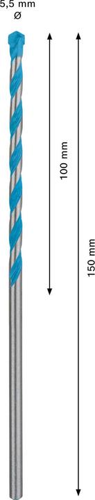 Actual product image Bosch Professional Zubehör Expert CYL-9 MultiConstruction drill, 5.5 x 100 x150 mm, d 4.5 mm (5.5 mm)