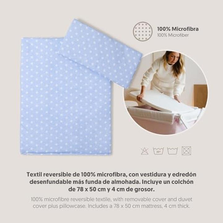 Immagine prodotto Interbaby Culla In X - Faggio Bianco + Lenzuola+Costumi+Materassi - Blu