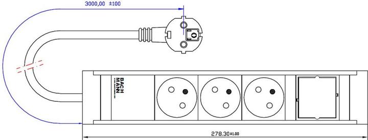 Image du produit Bachmann Prises multiples (3x, CEE 7/3, PECO 7/5, 3 m)