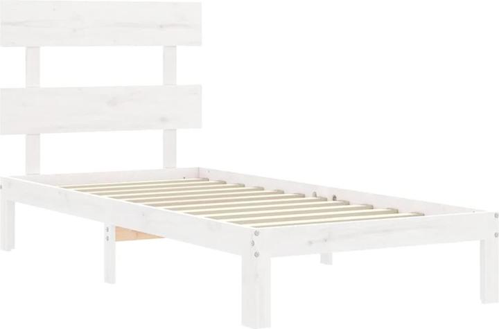 Image du produit VidaXL Massivholzbett mit Kopfteil Weiss 3FT Single (90 x 190 cm)