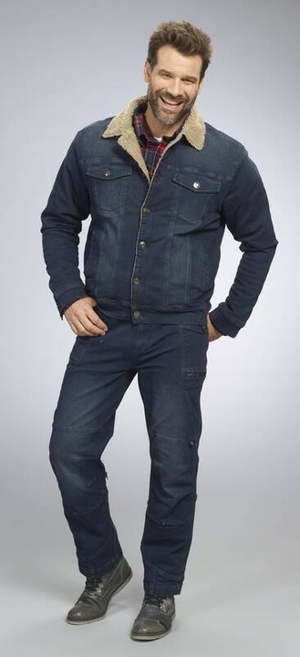 Image du produit Terrax Veste en jean avec doublure en teddy, couleur bleu jean, taille XL (XL)