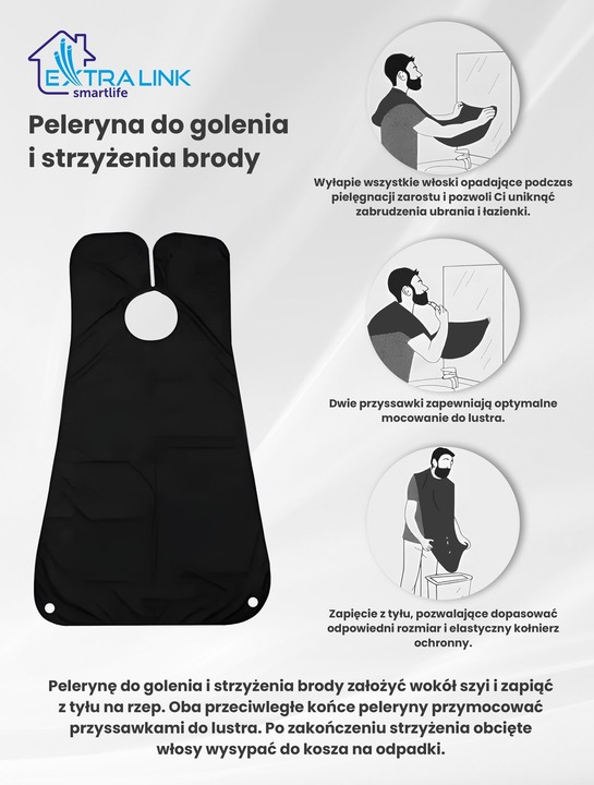 Actual product image Extralink Beard Shaving Cape Black