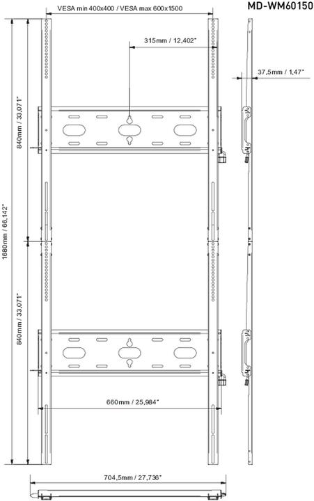 Produktbild iiyama Wandhalterung 600x1500 (Wand)