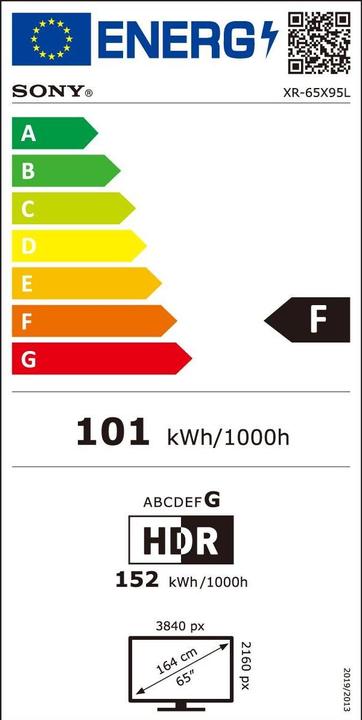 Label énergétique Sony XR-65X95L (65", X95L, Mini-LED, 4K, 2023)
