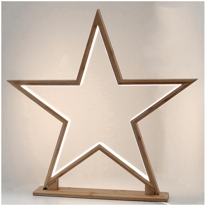 Actual product image Novaliv LED Star Lamps Economy Set 35 + 55cm Natural Wood Table Lamp LED with Power Cable SMD LED