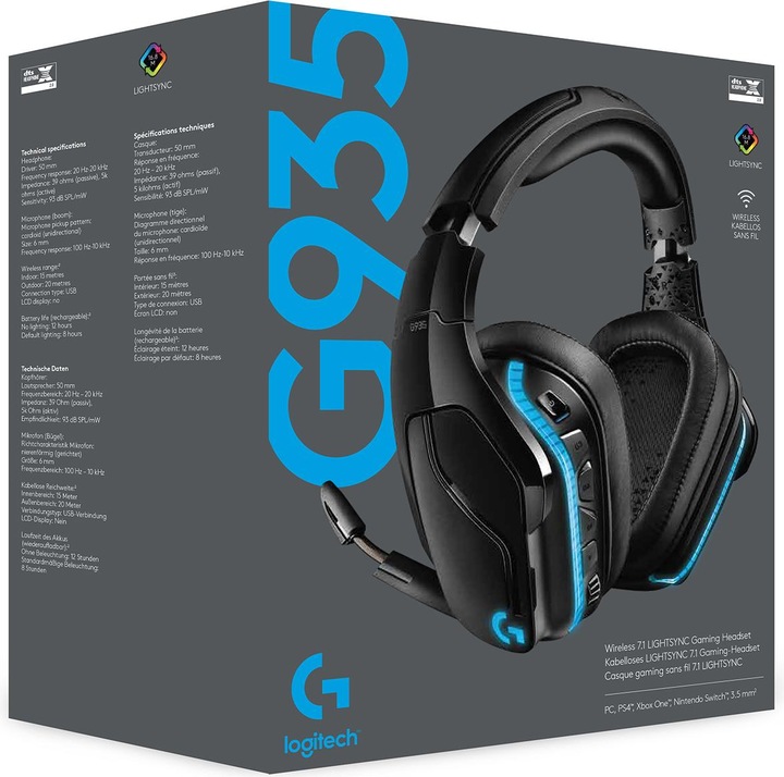 Image du produit Logitech G G935 Son surround sans fil 7.1 LIGHTSYNC pour les jeux - 2,4 GHz - EMEA (Sans fil)