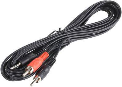Actual product image RS PRO Aux cable, stereo jack, 3.5 mm / RCA x 2 plug nipple plug nipple L. 3m Black (3 m)