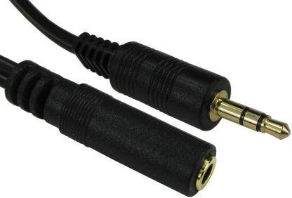 Image du produit RS PRO Câble auxiliaire, jack stéréo 3,5 mm / jack stéréo 3,5 mm femelle L. 10m noir
