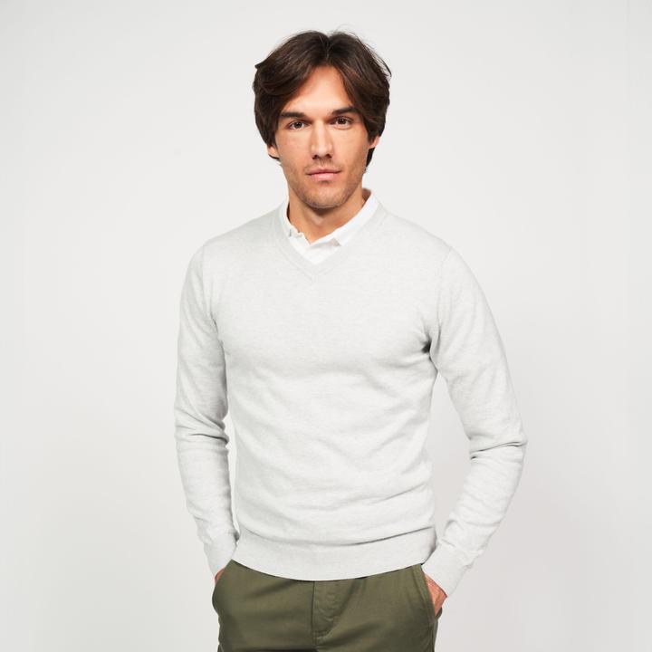 Immagine prodotto Inesis Pullover da golf da uomo con scollo a V in cotone - CW 100 grigio