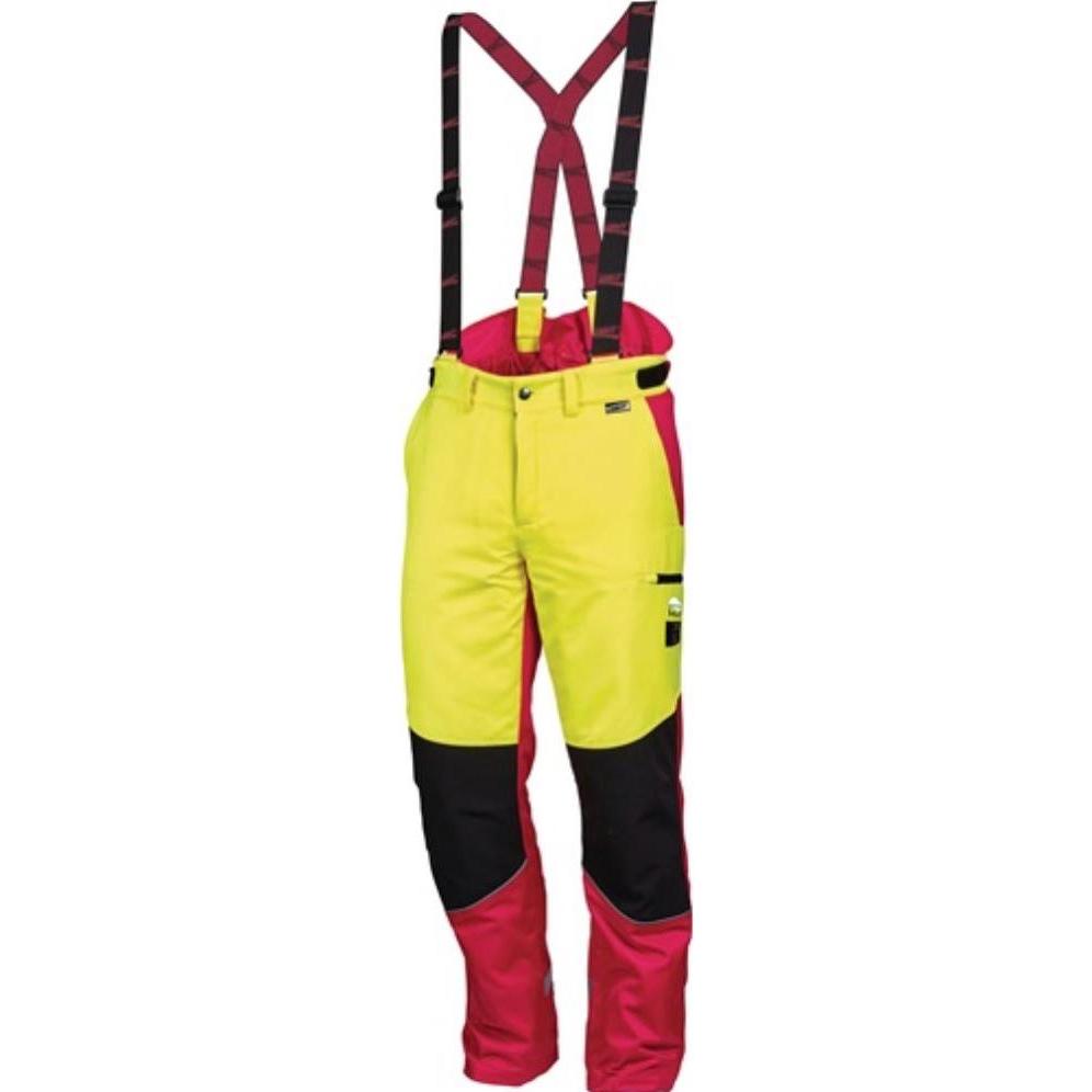 L+D, Arbeitshose, Forstschutzhose Komfort Grösse 48 neongelb/rot (48)