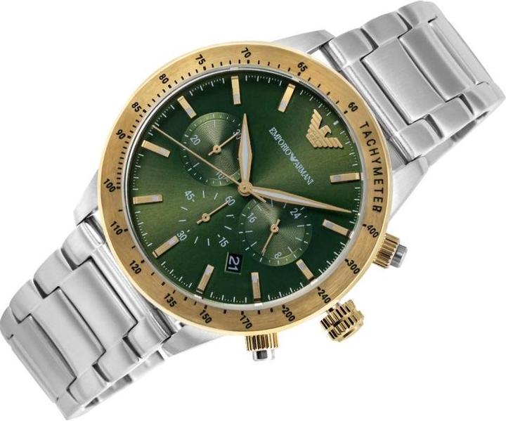 Actual product image Emporio Armani Mario Herrenuhr (Analogue wristwatch, Chronograph, 43 mm)