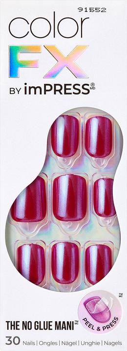 Actual product image KISS Glue-on nails ImPRESS Colour FX - This City 30 pcs (Artificial nails, Dark Red)