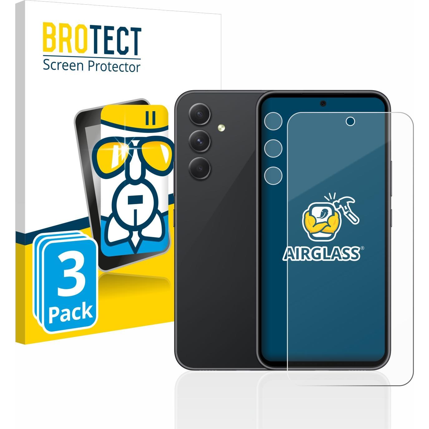 BROTECT AirGlass Panzerglasfolie (3 Stück, Samsung Galaxy A54 5G), Smartphone Schutzfolie, Transparent