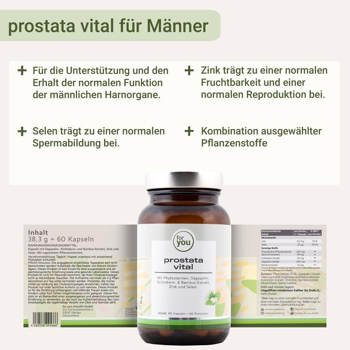 Nutritional values and ingredients For You Prostate vital (60 pcs., Capsules, 60 ml)