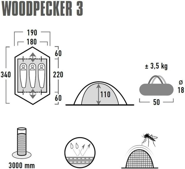 Actual product image High Peak Woodpecker (Dome tent, 3.50 kg, 3 persons)