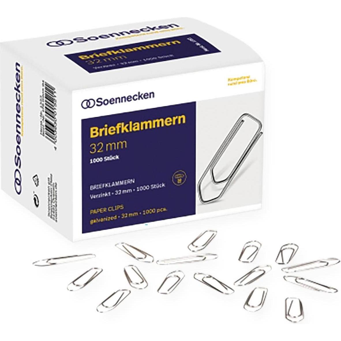 Thumbnail - Soennecken, Büroklammer, Büroklammer Ausführung der Form: spitze Form Länge: 32 mm (1000 x)