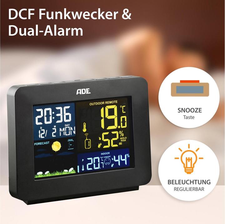 Actual product image ADE Wetterstation mit Funk-Aussensensor Schwarz