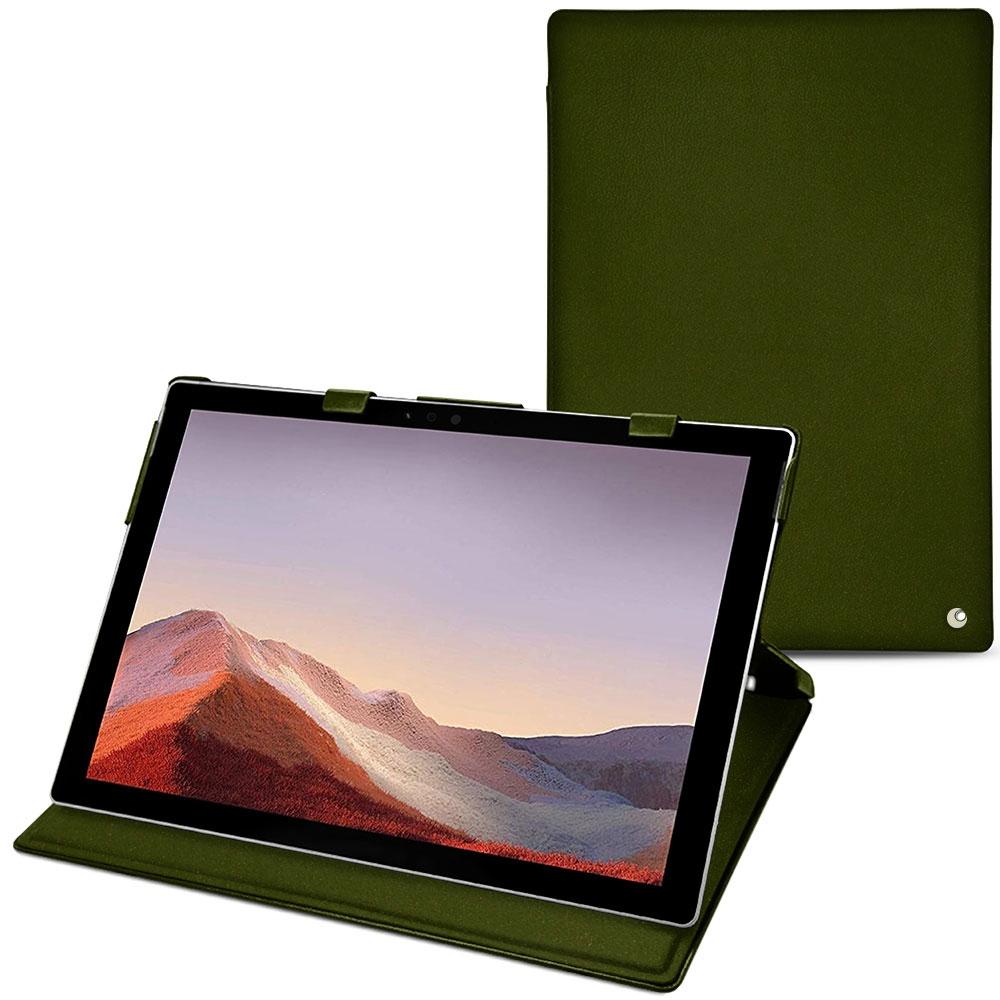 Noreve Lederschutzhülle vertikal (Microsoft Surface Pro 7), Tablet Hülle, Grün