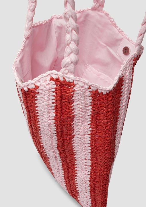 Actual product image S.Oliver Tasche Gestreifte Raffia-Tasche mit geflochtenem Henkel
