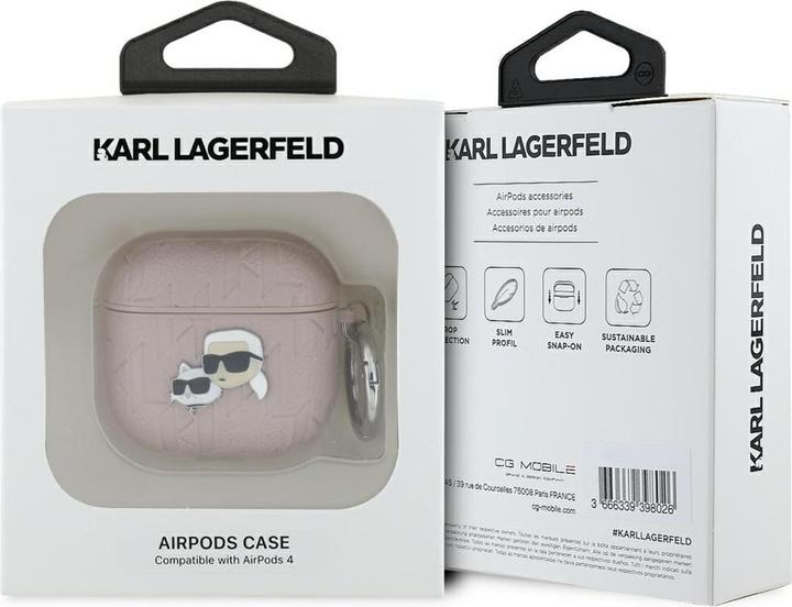 Image du produit Karl Lagerfeld Monogram Karl & Choupette Etui pour AirPods 4 - Rose (Sac pour écouteurs)