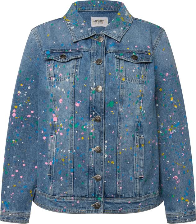 Immagine prodotto Angel of Style Jeansjacke, Classic Fit, Farbspritzer-Muster, Hemdkragen, Langarm (54)