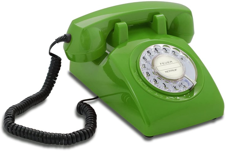 Produktbild Opis Technology Retro Telefon im sechziger Jahre Vintage Design mit Wählscheibe und Metallklingel, grün Po