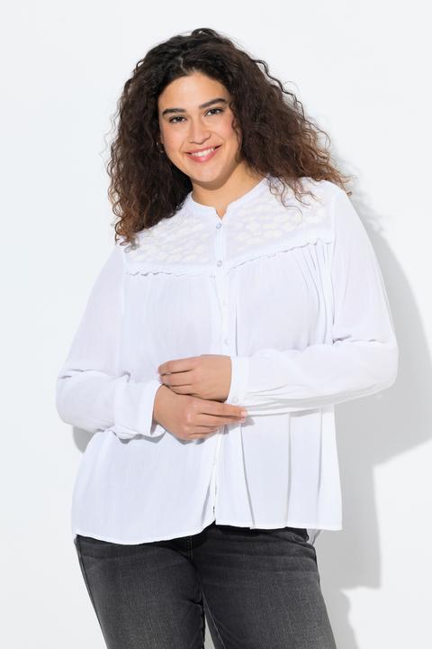 Immagine prodotto Ulla Popken Blusa dal taglio svasato con ricami, scollo a girocollo e maniche lunghe (42, 44)