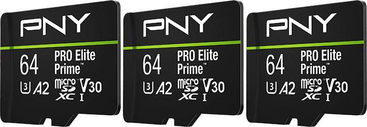 PNY PRO ELITE PRIME 64GB X3 (64 GB, microSDXC, U3, UHS-I)