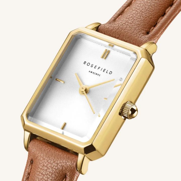 Image du produit Rosefield Montre Octagon XS White Light Brown Leather Gold