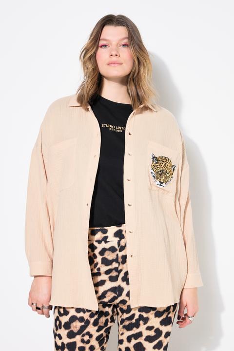Produktbild Studio Untold Musselin Bluse, oversized, Tasche mit Leo-Patch (50, 52)