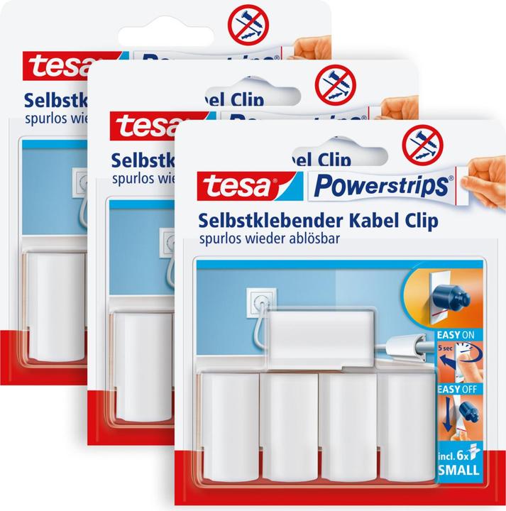 Actual product image tesa 3x Powerstrips cable clip