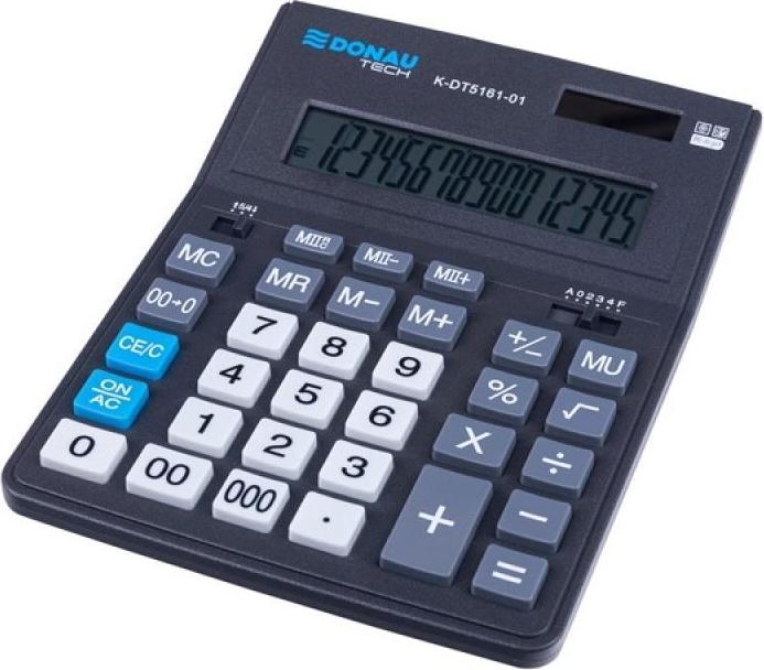Produktbild Donau Bürorechner tech, 16-stelliges display, masse 201x155x35mm, schwarz (Batterien, Solarzellen)