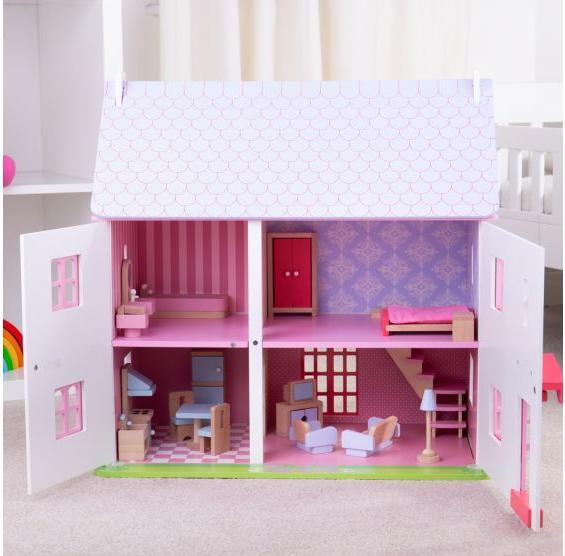 Actual product image Bigjigs Rose Cottage wooden doll's house