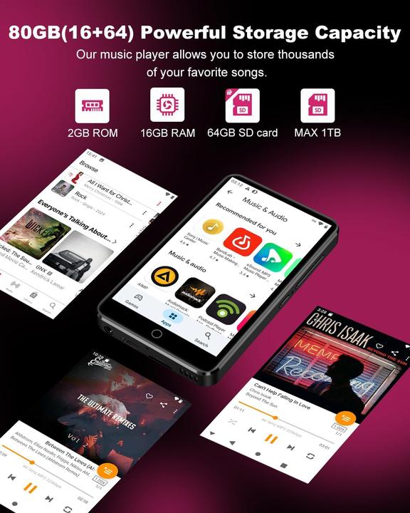 Image du produit Zaqe MP3-Player mit Bluetooth (64 Go)