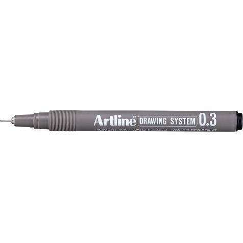 Thumbnail - Artline, Schreibstifte, EK-233, Schwarz, Schwarz, Grau, Metallisch, Rund, Tinte auf Wasserbasis, Edelstahl, 0,3 mm (Schw...
