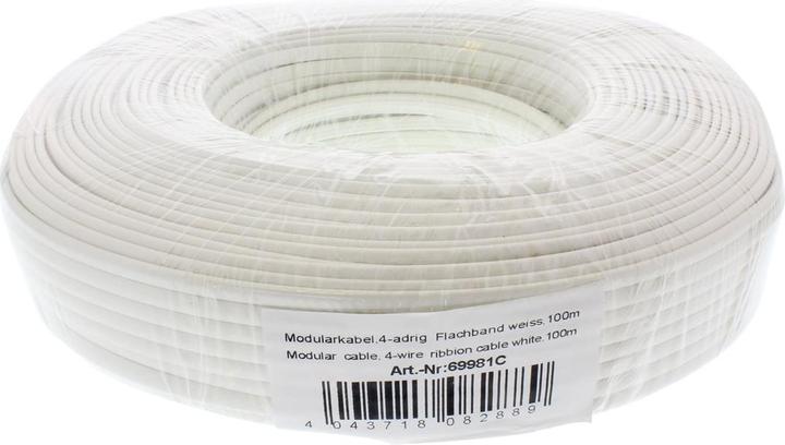 Produktbild InLine Modularkabel, 4 Adern, Weiss, 100 m, Ring (69981C)