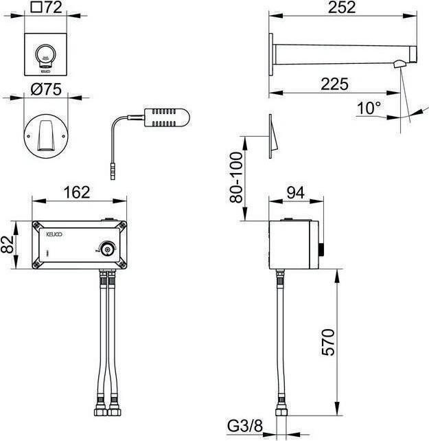 Actual product image Keuco Electronic washbasin mixer IXMO UP mains sw ma