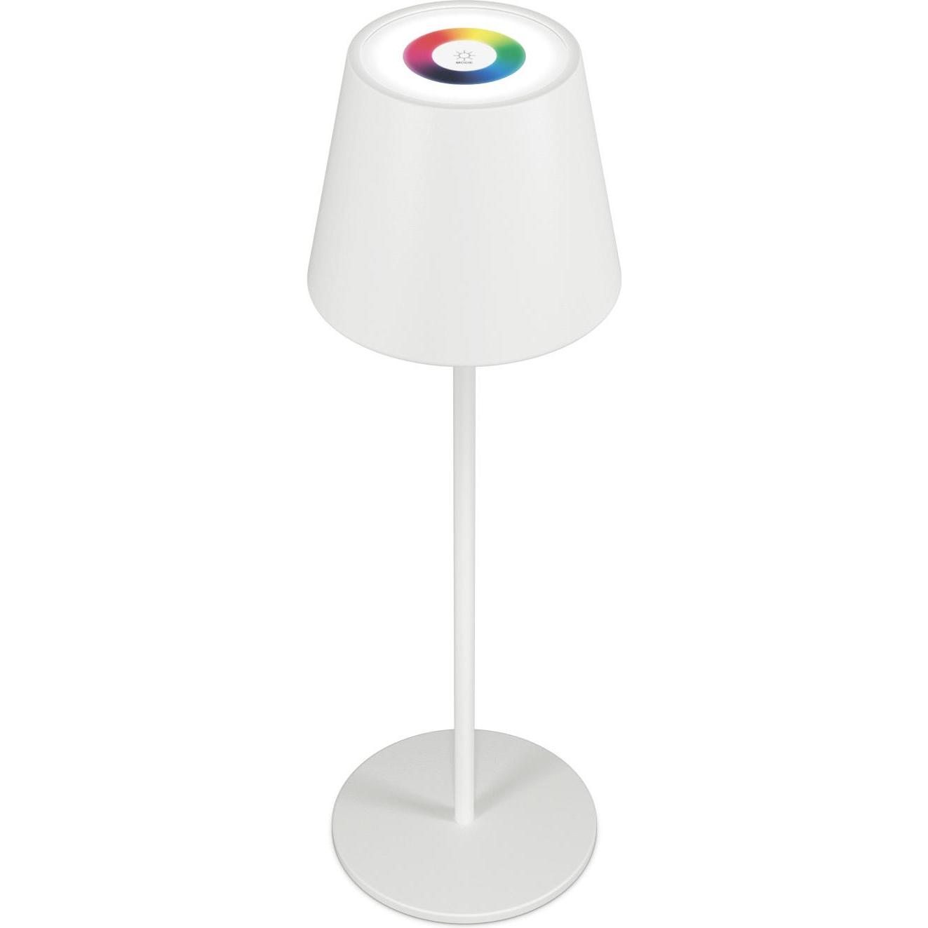 RealPower, Tischlampe, LED-RGB Tischlampe dimmbar mit Akku,weiss (200 lm)