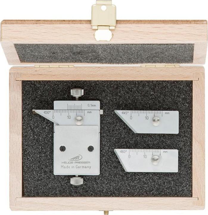 Image du produit Helios Preisser Mesureur de chanfrein avec rail de mesure interchangeable pour 30°, 45°, 60