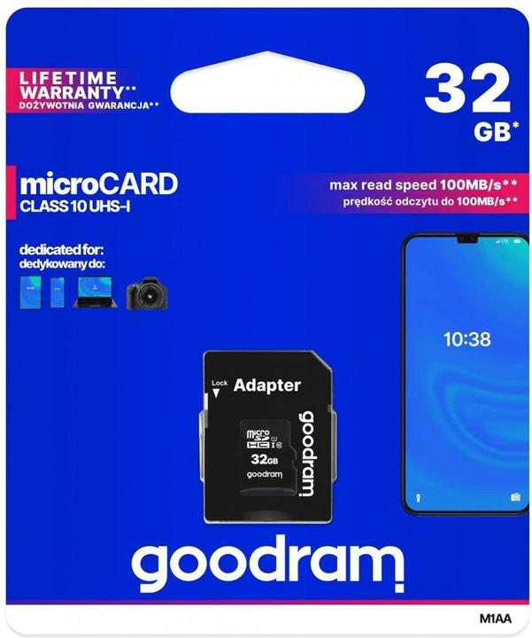 Productafbeelding Goodram Microkaart M1AA (32 GB, microSDHC, U1, UHS-I)